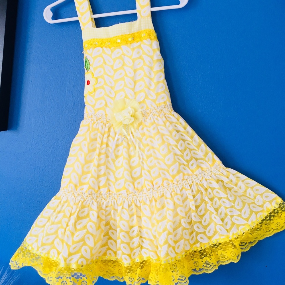 Yellow and white beautiful cotton dress toddler